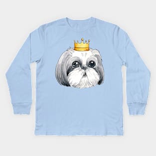 Shih Tzu King Kids Long Sleeve T-Shirt